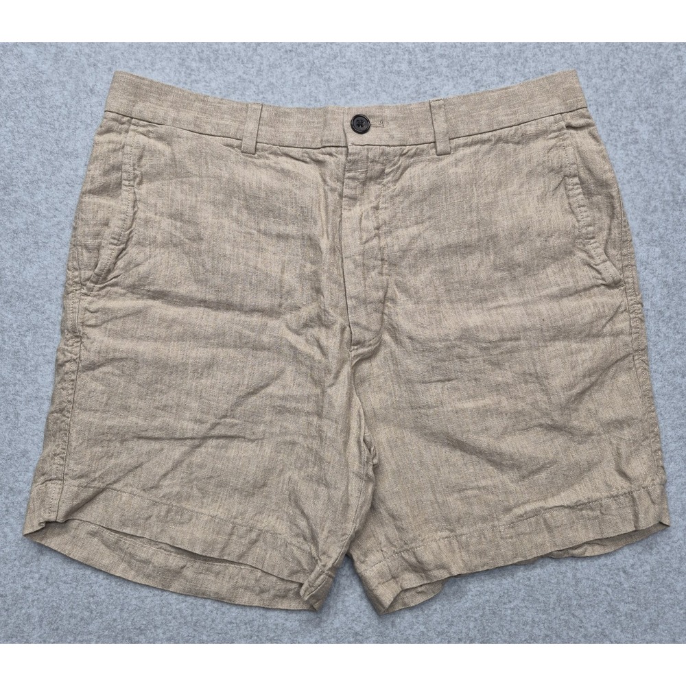 Banana Republic Shorts Mens Size 33 Tan Linen Blend Chino Oatmeal Casual Flat